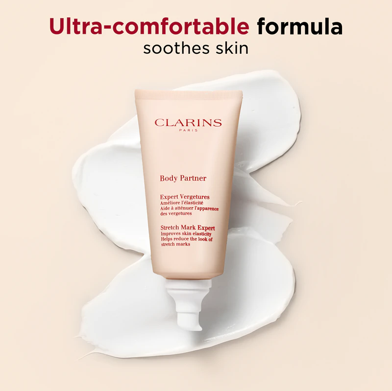 Clarins Body Partner Stretch Mark Expert é um creme corporal calmante que reduz as estrias existentes e previne o aparecimento de novas.