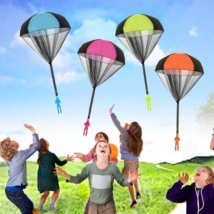 4pcs Jouet de parachute, Jouet de lancement sans enchevêtrement, jouet volant Jouet Créatif Multicolore pour enfant en plein air