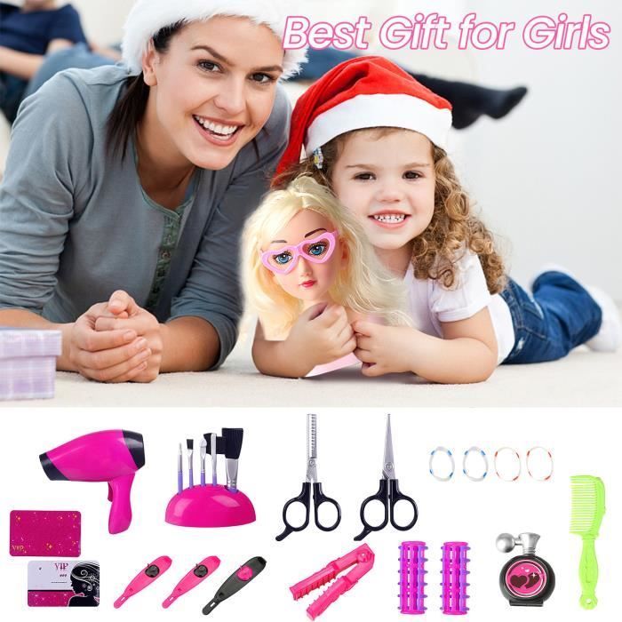 Jouet de maquillage - PRUMYA - Tête à coiffer enfant - 45 pièces - Rose - Pour filles à partir de 3 ans