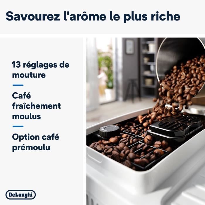 De'Longhi Magnifica Start espresso machine with grinder - ECAM220.61.W - 4 recipes - White stainless steel