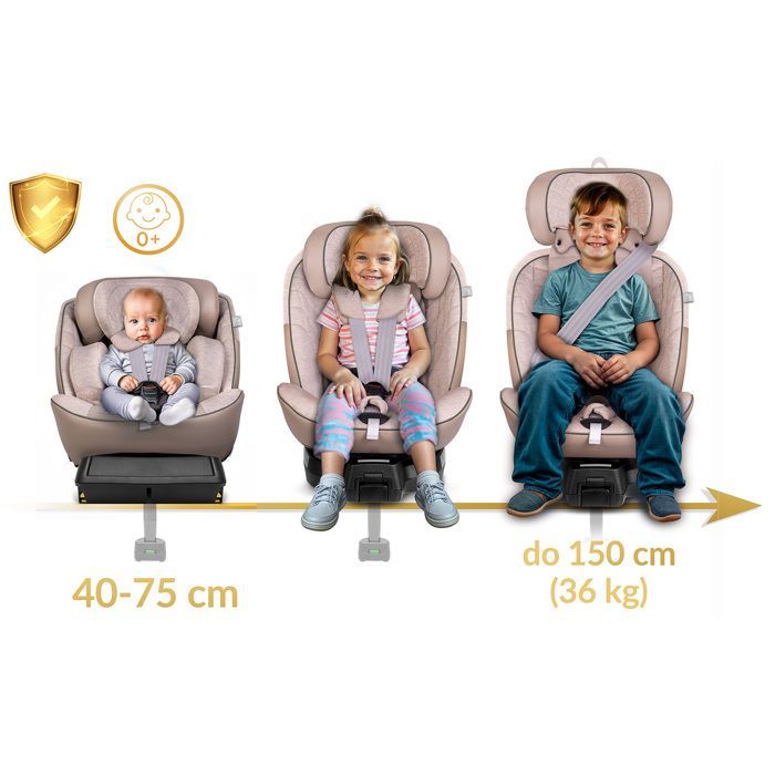 Nukido Aero Line Swivel Car Seat - 0-36 kg - ISOFIX - 360° Swivel - SIP Protection - 12 Headrest Positions