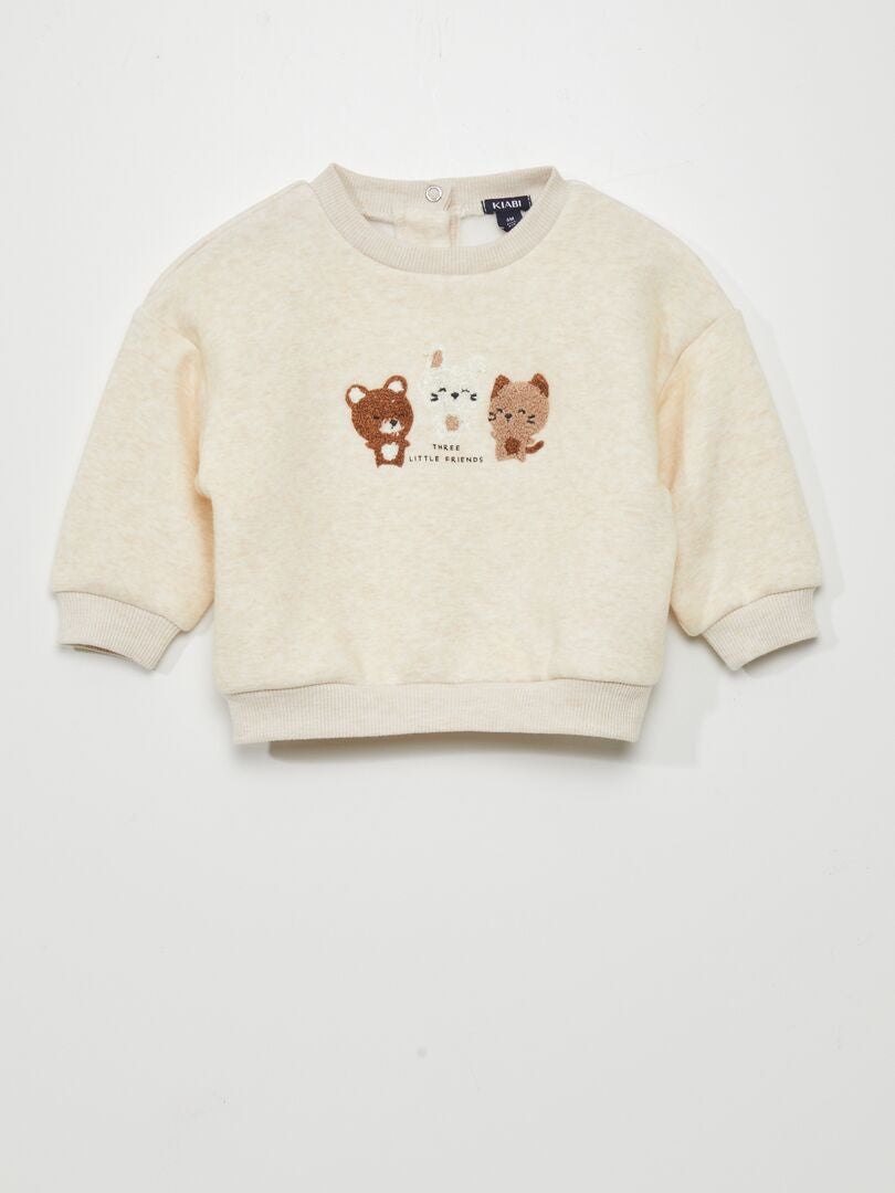 Bedrukte sweater - BEIGE