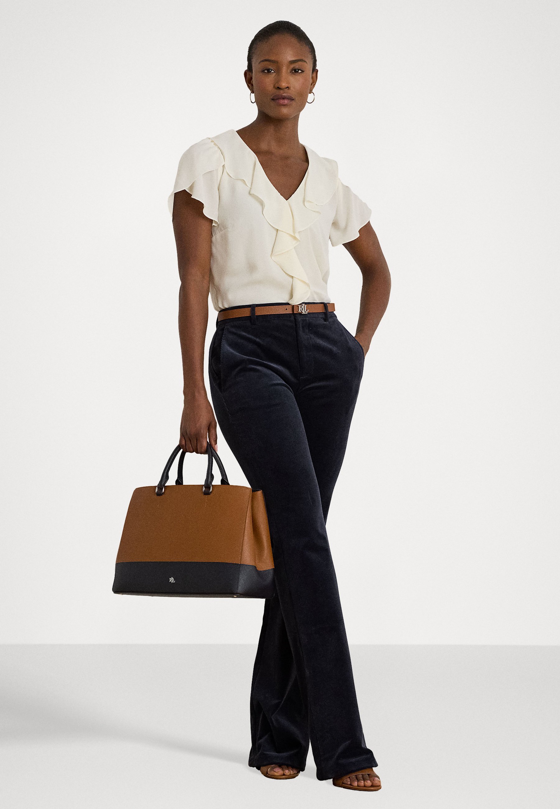 Camicetta in georgette con volant Lauren Ralph Lauren - Camicetta - crema mascarpone