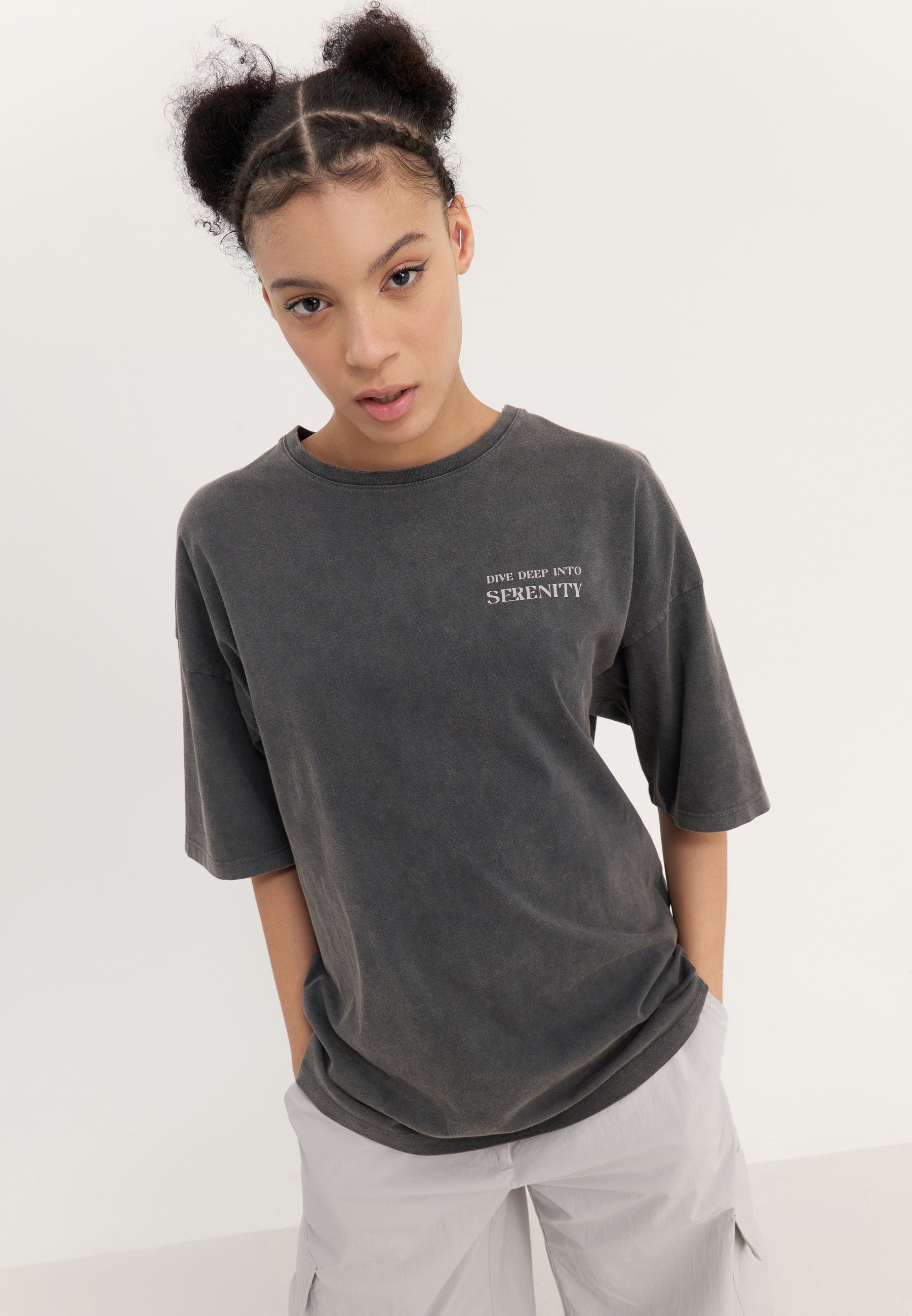 T-shirt Even&Odd Print - antracite