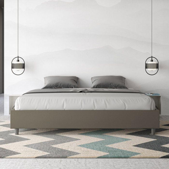 Cadre de lit king size - Ityhome - Azelia - Similicuir cappuccino - 200x210 cm - Design contemporain