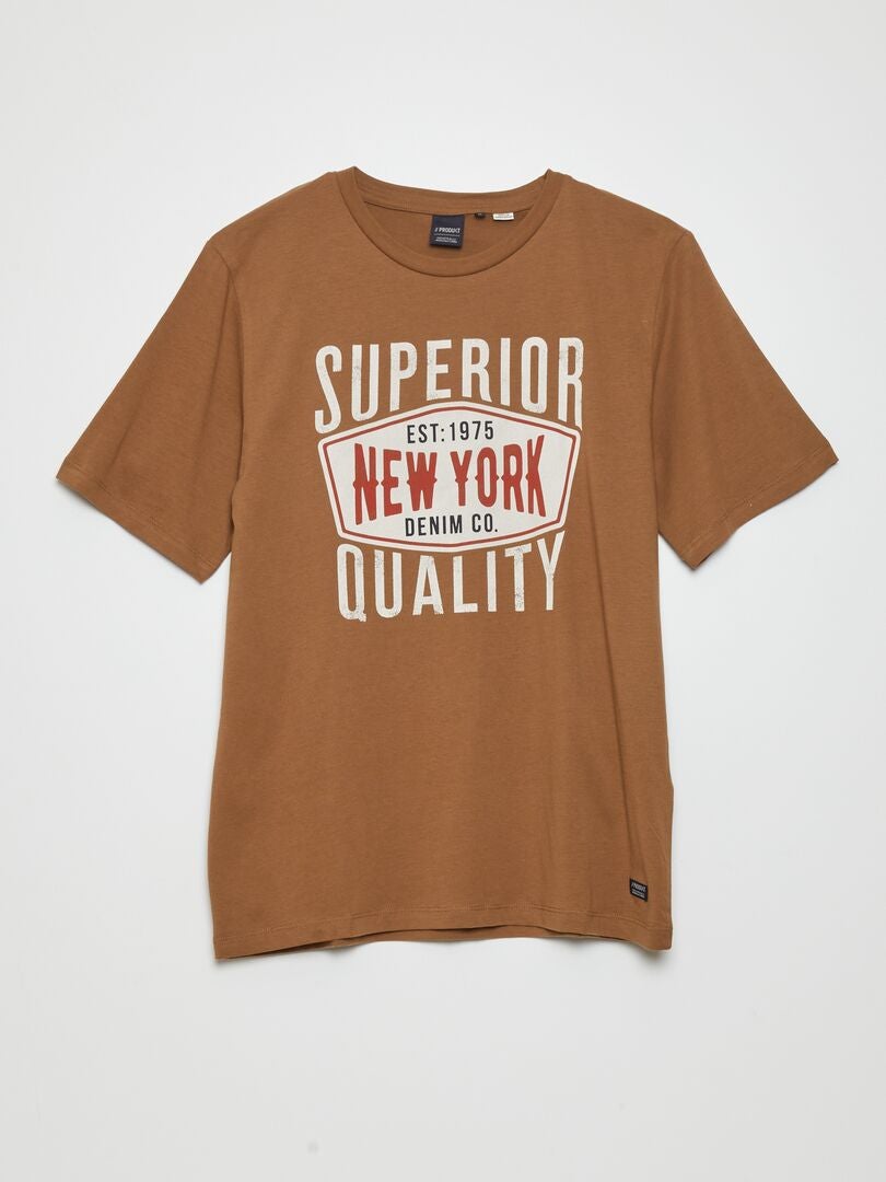 T-shirt met korte mouwen en print - camel