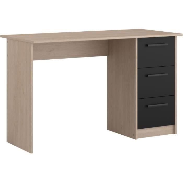 Scrivania lineare PARISOT con 3 cassetti - Finitura rovere/nero - L 121,4 x P 55 x H 74,5 cm - ESSENTIAL