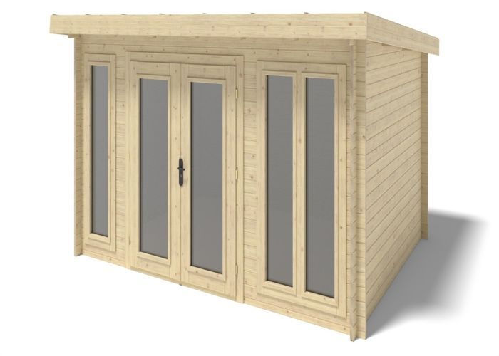 Caseta de jardín de madera - 12 m² - 4 x 3 m - 34 mm de grosor - Color: natural - DOM652