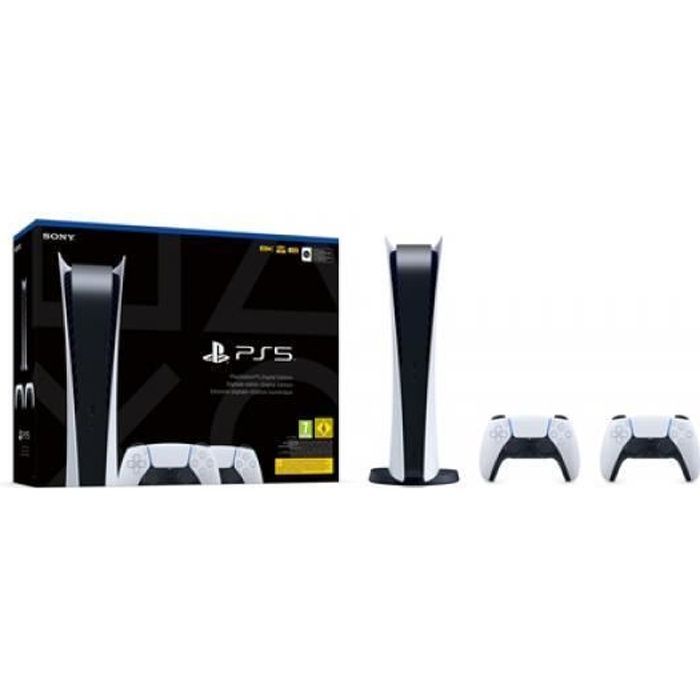 Console de salon - Sony - Playstation 5 - 825 Go - 2 contrôleurs DualSense - Blanc