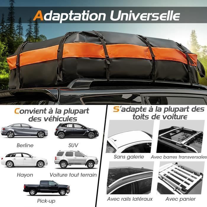 Cofre de techo para coche COSTWAY de 600 litros, impermeable, con 10 correas y 6 ganchos, alfombrilla antideslizante y bolsa de almacenamiento. Compatible con todos los vehículos.