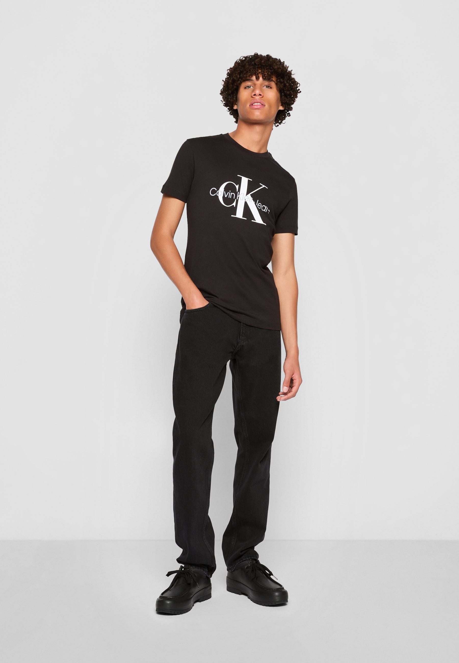 T-shirt Calvin Klein Jeans CORE MONOGRAM SLIM - Imprimé - Noir