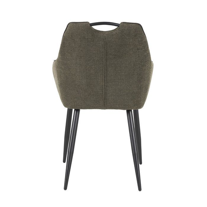 FABRICE - Set of 2 Dining Chairs in Polyester Mesh Fabric with Dark Green Piping