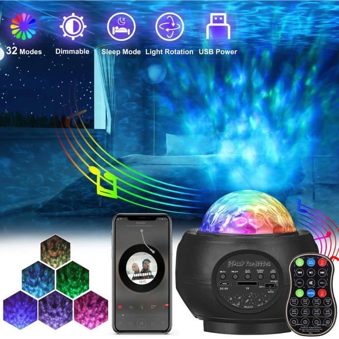 Proyector de estrellas con luz nocturna, lámpara LED con proyector de estrellas, 21 modos, control remoto, temporizador Bluetooth, regalo para niños y adultos.