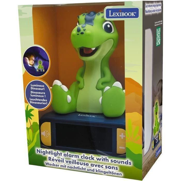 Lexibook - Dinosaur Digital Alarm Clock - With nightlight and sound effects