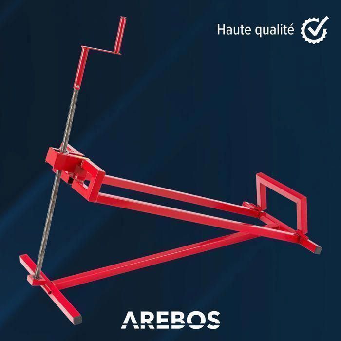 Elevador para tractor cortacésped AREBOS de 450 kg: altura ajustable, plegable, ángulo de hasta 45°, acero robusto, para cortacéspedes y quads.