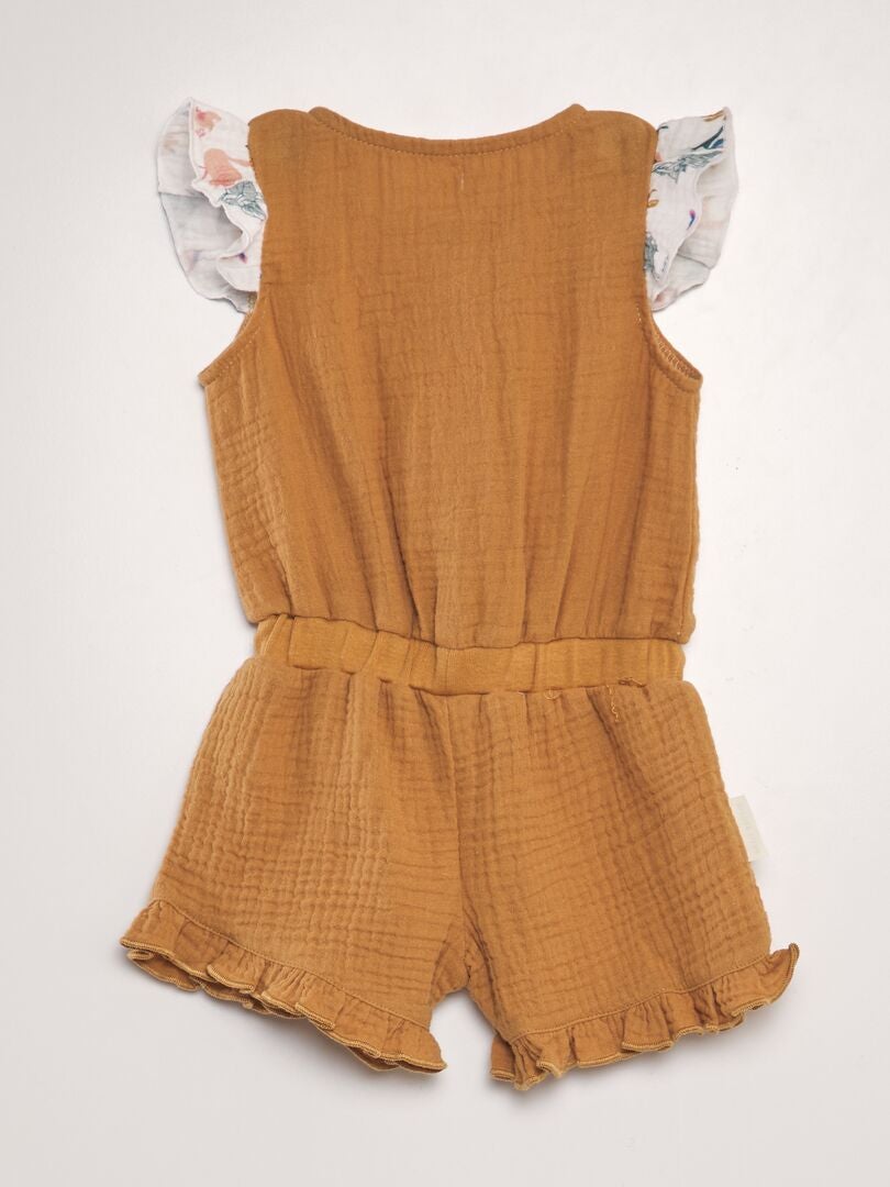Jumpsuit van katoenen gaas - ORANJE