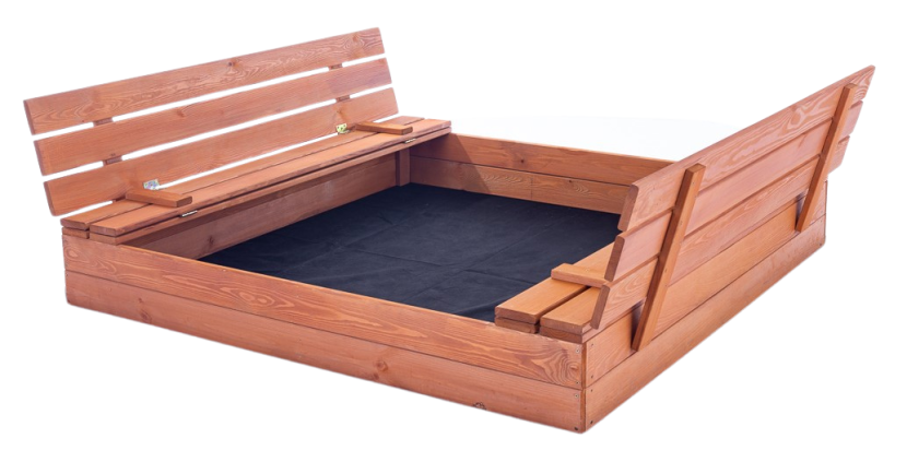 Duża zamykana piaskownica drewniana impregnowana 140x140 cm – producent