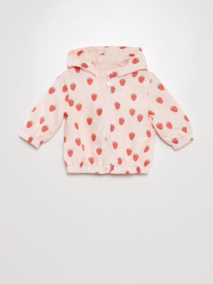 Windjack met capuchon en print - ROZE