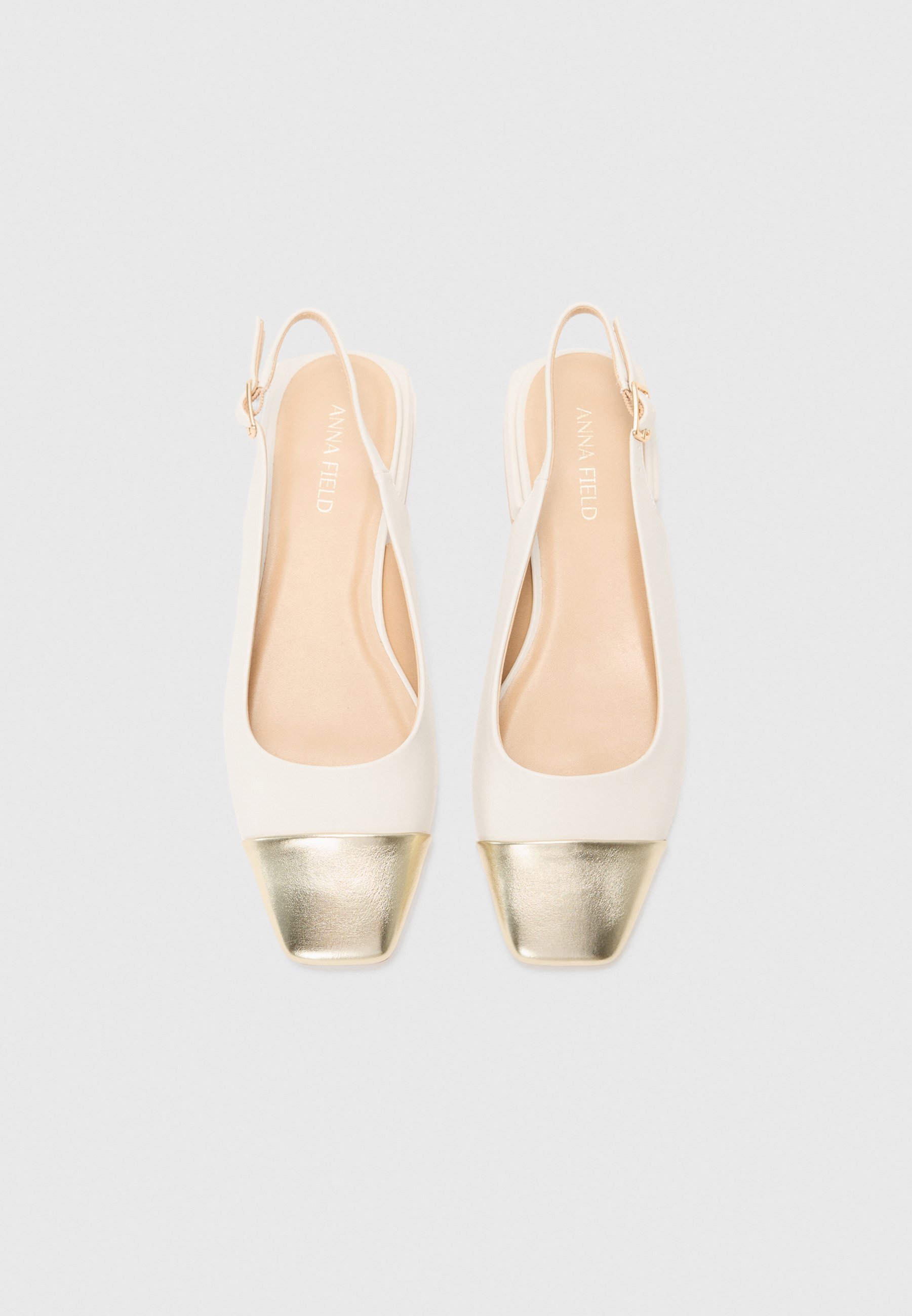 Anna Field Wide Fit Slingback ballerina's - gebroken wit/goudkleurig