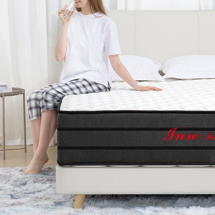 Colchón de 180x200 cm - INRE - Grosor 25 cm - Espuma viscoelástica - Bordes reforzados - 7 zonas de soporte ergonómicas