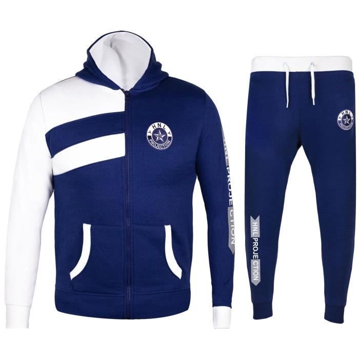 HNL Designer Indigo & White Tracksuit for Boys and Girls - Zip-Up Top and Bottom - Ages 7-13