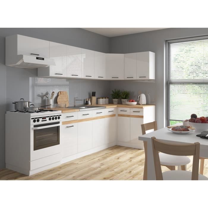Mueble bajo para horno JUNONA de 60 cm - Encimera - Blanco brillante