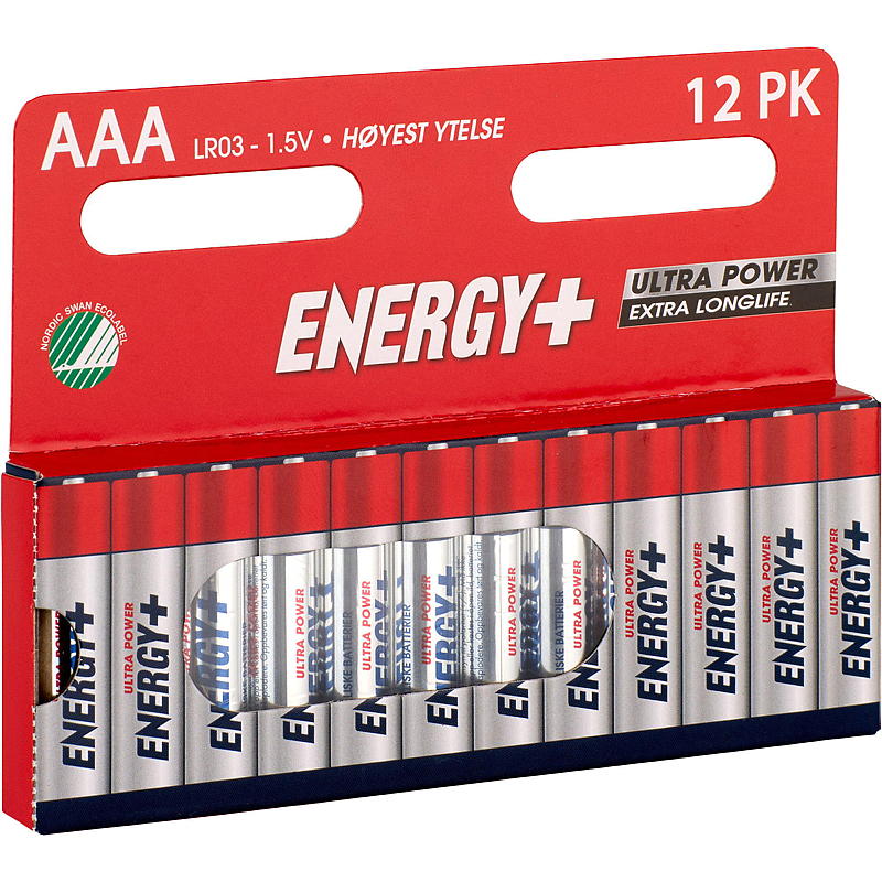 Energibatteri AAA 12-pakning, ultrakraftig, Energi