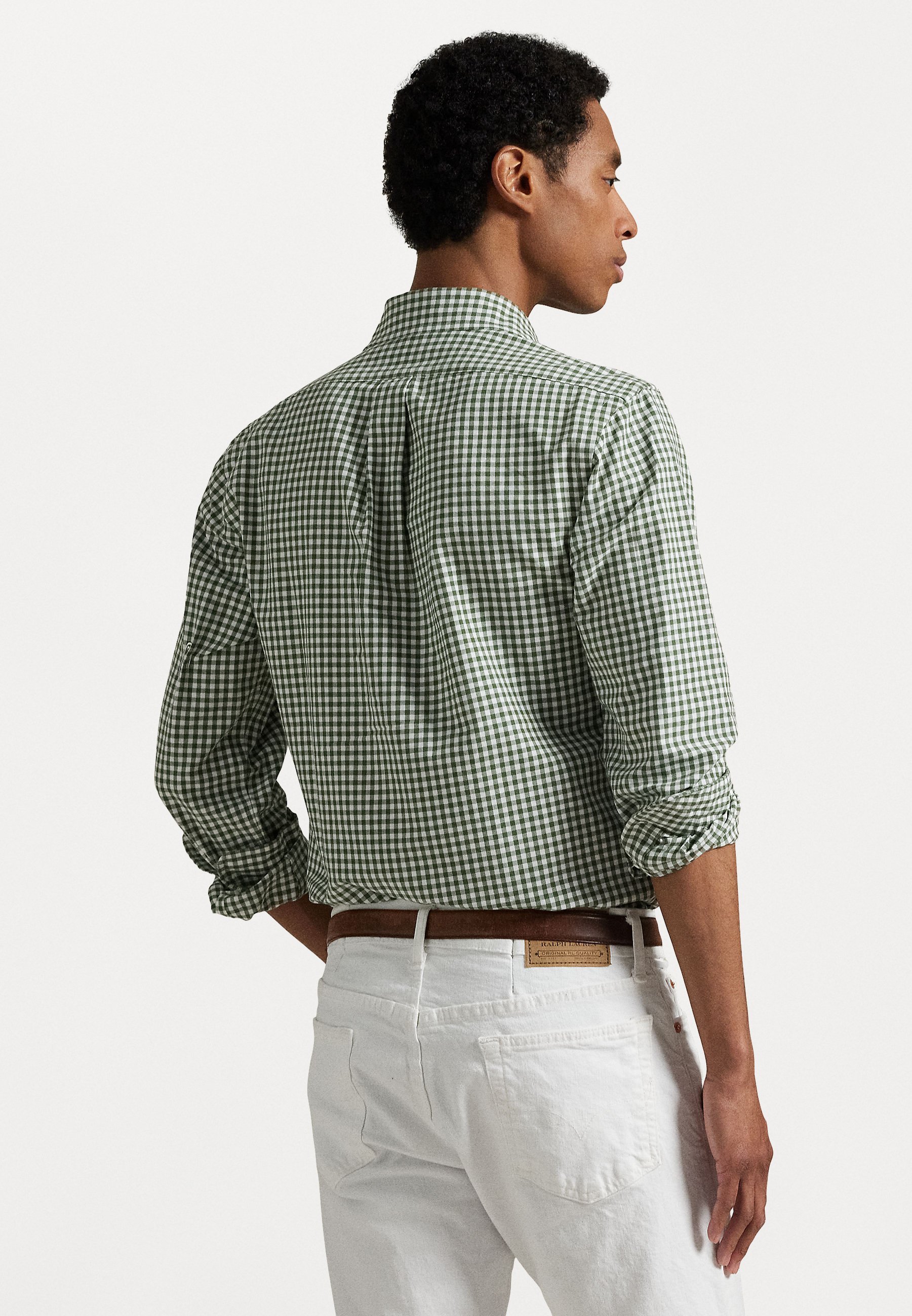 Chemise Oxford à carreaux vichy Polo Ralph Lauren coupe personnalisée - Trèfle/blanc