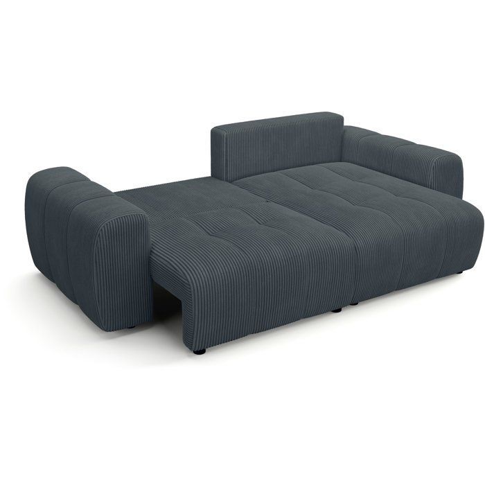Convertible corner sofa - 4-seater - BRANDON - Anthracite Grey Fabric - 242 x 144 x 86 cm