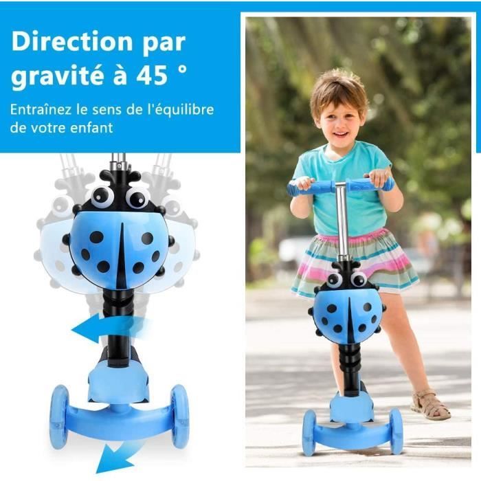 YOLEO 5-in-1 step met zitje voor kinderen, driewielige step met antislip deck en LED-wielen, in hoogte verstelbare step