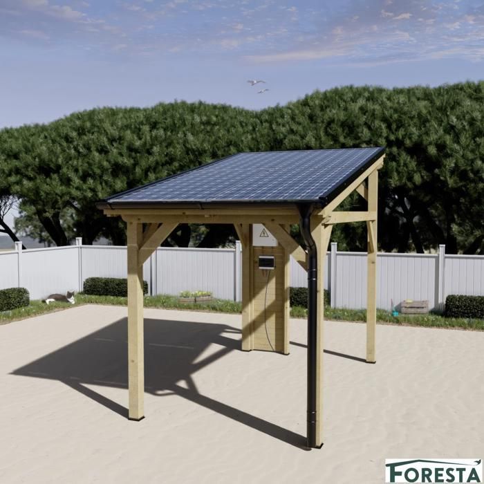 Cochera fotovoltaica, 2 kWp, 3,75 x 2,37 m, 8,89 m²