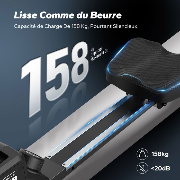 Vogatore magnetico MERACH – 16 livelli di resistenza, per uso domestico/appartamento, pieghevole, schermo LCD, connettività Kinomap, carico massimo 150