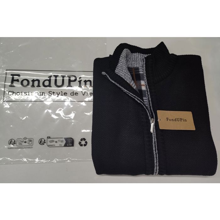 Jersey de invierno para hombre - LEOCLOTHO - Cárdigan con cuello XL - Cuello alto - Corte ajustado - Cierre de cremallera