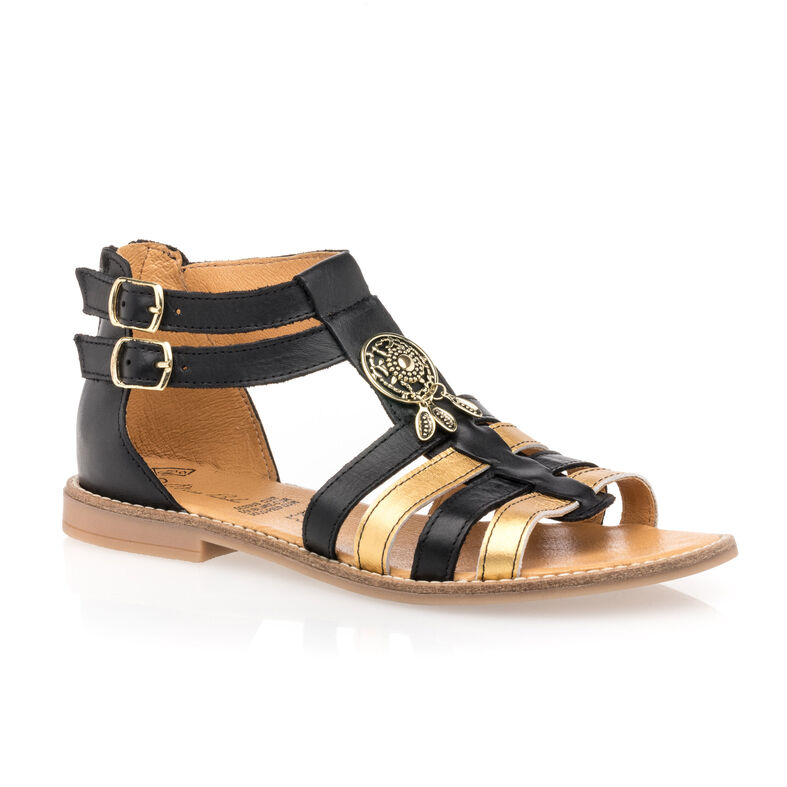 Sandalias negras para niñas / Zapatos de punta abierta