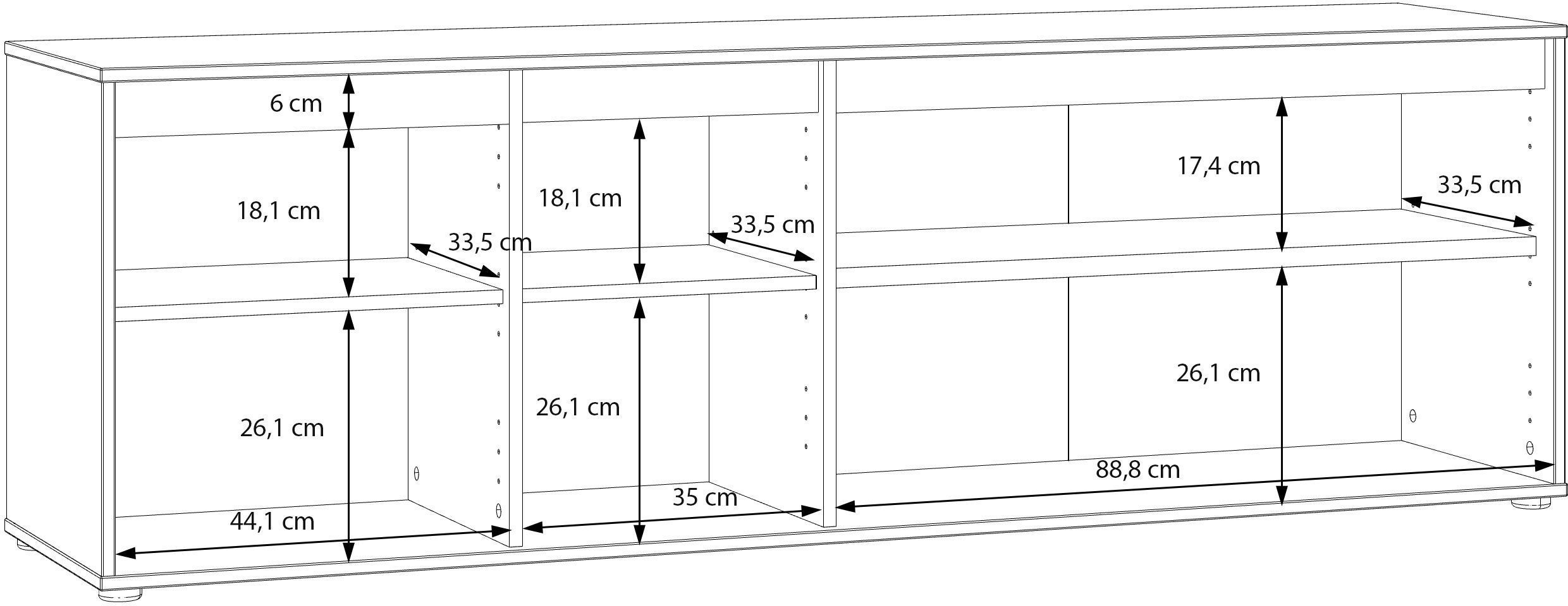 Meuble TV ELISTON – Blanc Mat & Chêne – 4 Portes – 174,3 × 41,5 × 56,1 cm