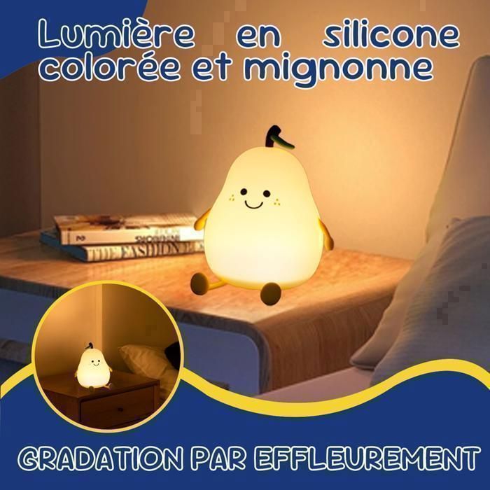 Luz nocturna recargable para bebés - Lámpara de mesita de noche táctil de silicona para niños y maternidad - 7 colores LED