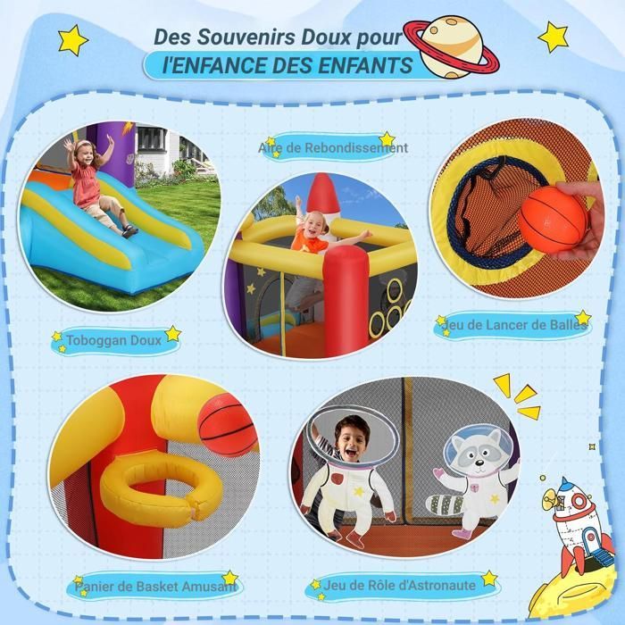 Inflatable Castle for Children, Indoor/Outdoor Inflatable Bouncing Castle with Jumping Area, Slide, 370W Blower