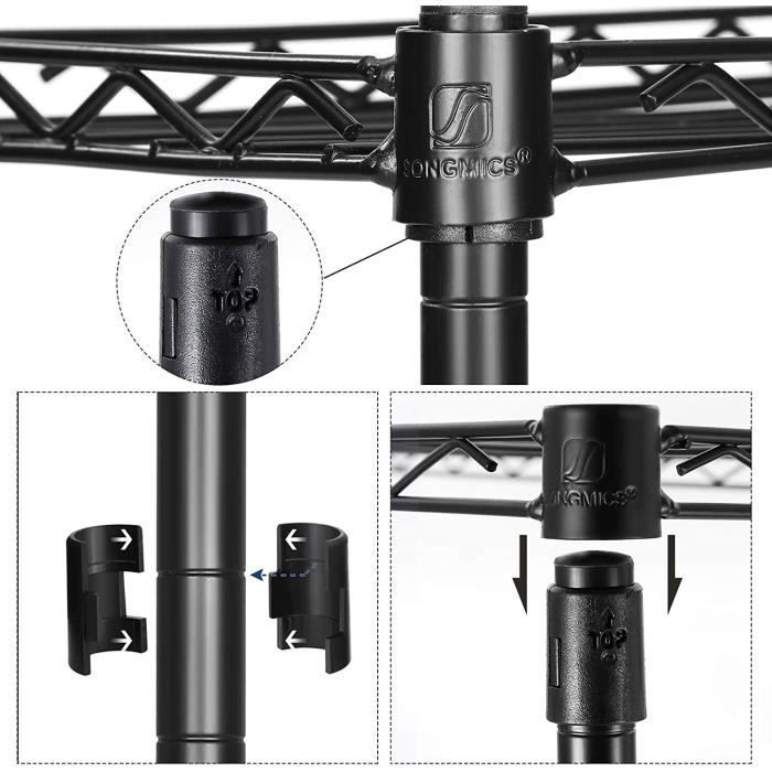 SONGMICS - Metalen badkameropbergkolom - Draagvermogen 100 kg - 5 kunststof planken - Zwart