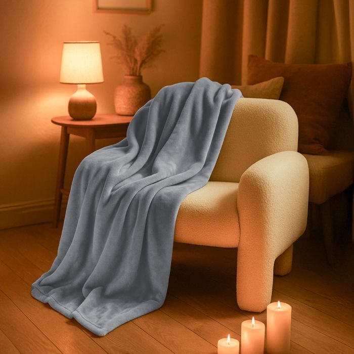 Manta/colcha de franela polar ultrasuave, 150 x 200 cm - Gris - Vivezen