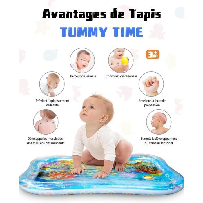 Alfombra de agua grande para bebés de 95x76 cm, XXL, para bebés de 3, 6, 9 y 12 meses, alfombra de juego acuática sensorial inflable.