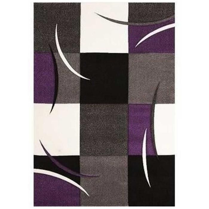 Tapete para sala de jantar 200x290, tecido, padrão xadrez retangular roxo LYN8 COMMA