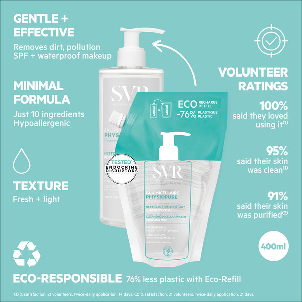 SVR PHYSIOPURE Jemná micelárna čistiaca voda, náplň 400 ml