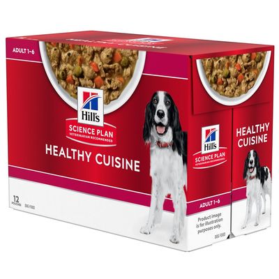 12 x 90 g Hill's Science Plan Healthy Cuisine Nassfutter für Hunde – 9 + 3 gratis!*