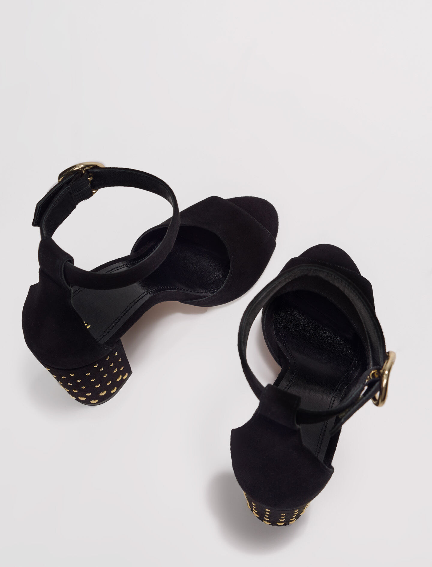 Zwarte fluwelen sandalen met hak - Zwart