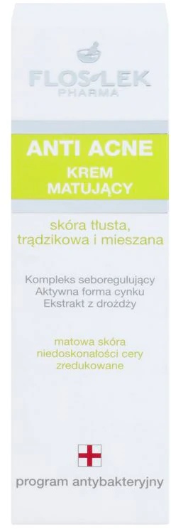 FlosLek Pharma matirajoča krema proti aknam za mastno in mešano kožo