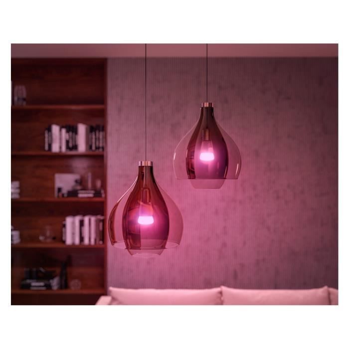 Kit de inicio de bombillas LED inteligentes PHILIPS Hue blancas - 10,5 W - Paquete de 2 bombillas E27 - Control remoto Hue - Puente - Enchufe inteligente