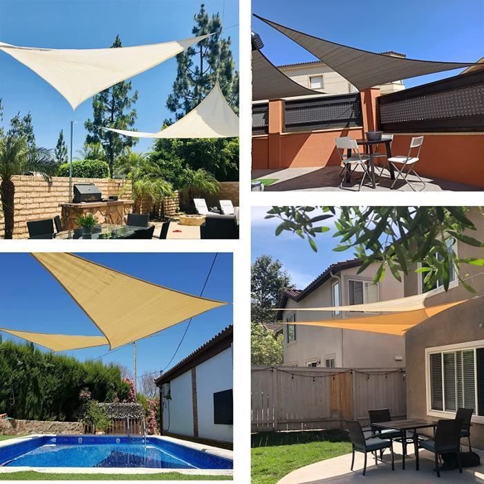 Toldo triangular de 5x5x5 m en tejido HDPE resistente a los rayos UV para uso exterior, patio y jardín - Gris