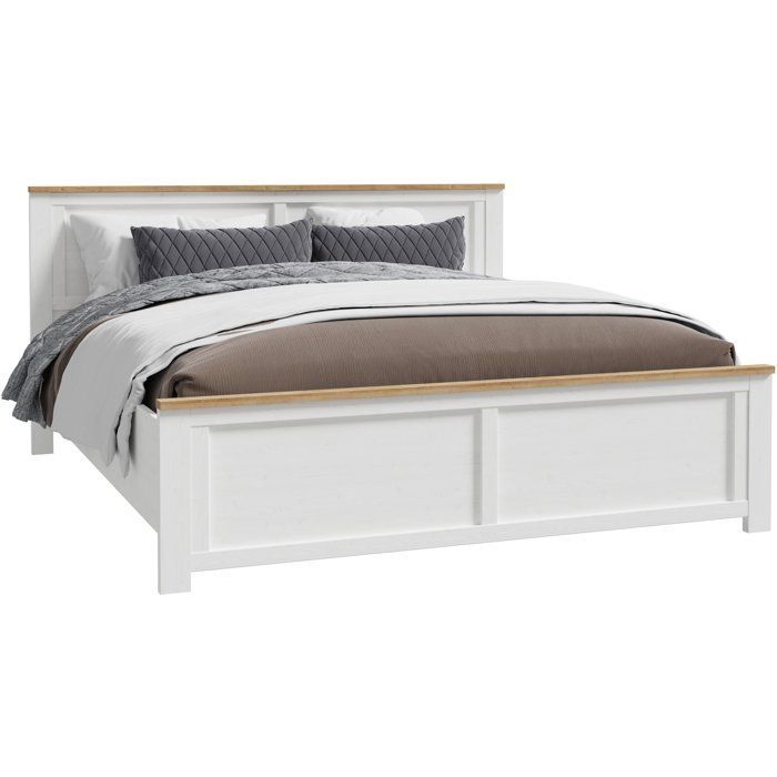 Cama de matrimonio para adultos - BOHOL - 180 x 200 cm - Acabado roble/blanco