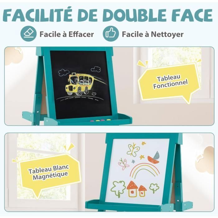 Caballete de doble cara DREAMADE para niños, caballete de pintura 3 en 1 con tablero blanco y negro, para niños de 3 años en adelante.