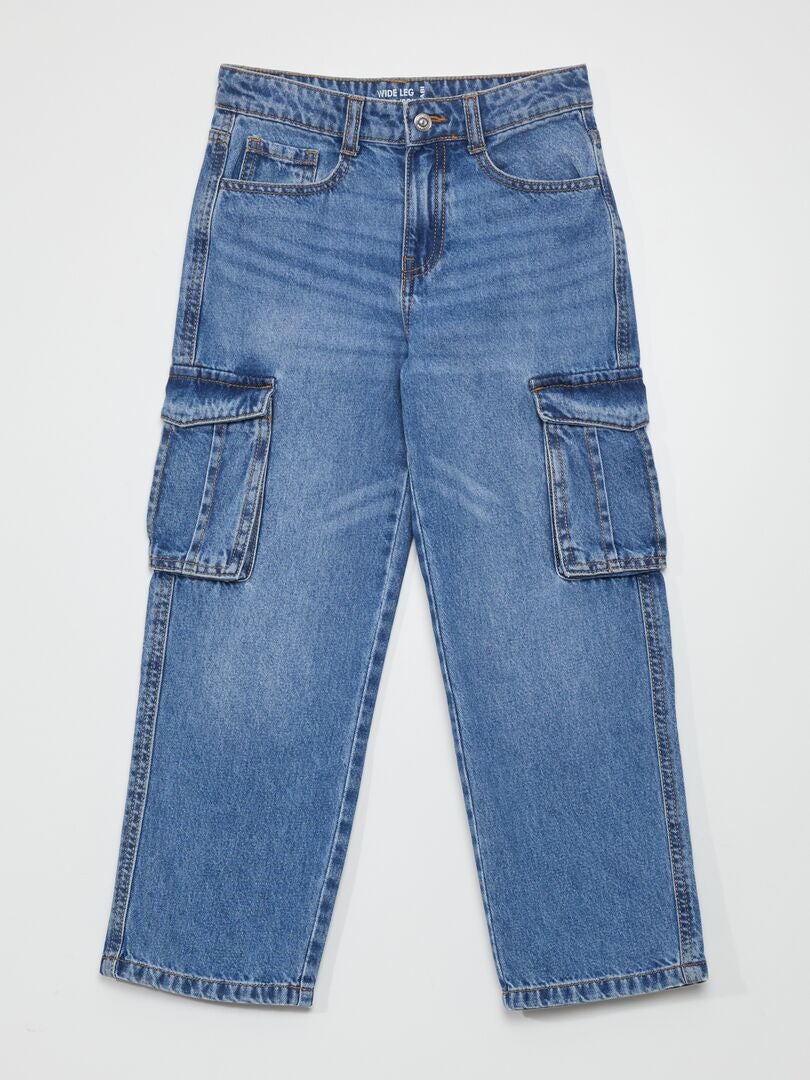 Spijkerbroek met wijde pijpen en zakken - BLAUW